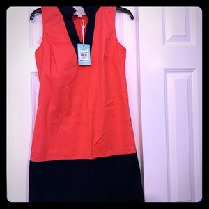 Coral and Navy Cotton Dress